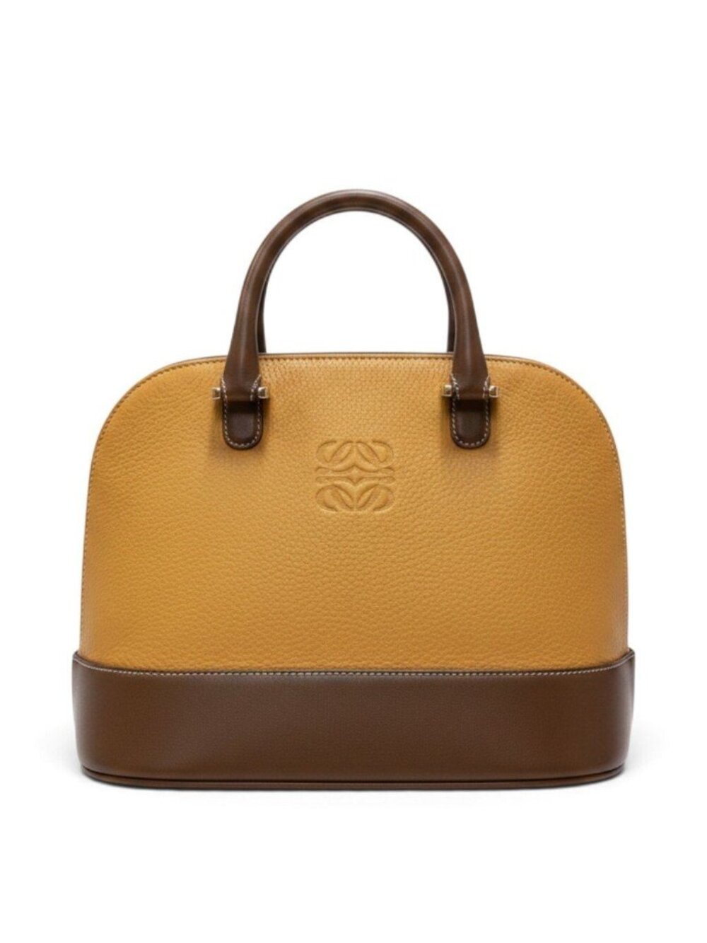 Loewe Anagram Logo Vintage Bag Handbag Brown Beige Leather